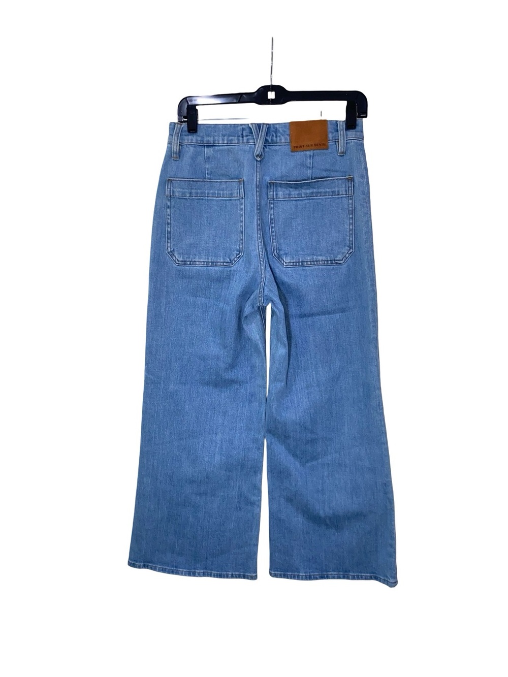 J.Crew Point Sur High Rise Wide Leg Crop Jeans Button Fly Patch Pocket Blue - Picture 5 of 8
